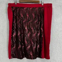 Bob Mackie Wearable Art XL Red Sequin Sparkle Mesh Party Skirt Statement Glam