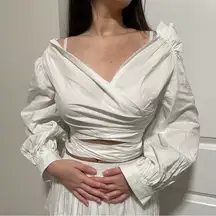 Patbo Brazil brand cotton poplin cropped wrap top