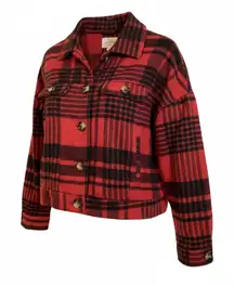 LulaRoe buffalo plaid Berlin jacket. Red/black flannel plaid. Medium