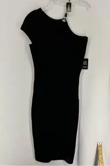 NWT Express One Shoulder Bodycon Midi Ribbed Dress Medium Black