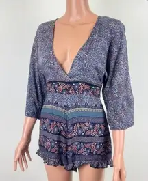 Women's Cotton Candy LA Plunge V-Neck Romper Size Small Blue