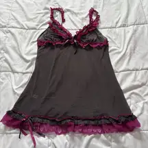 Womens Purple Gray Nightie Lingerie Babydoll Grunge Coquette Valentines 90s Sexy