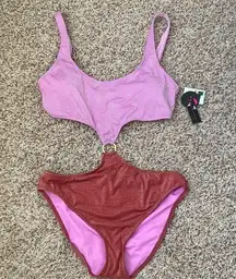 NWT No Boundaries Juniors Lurex Solids Monokini One Piece Swimsuit