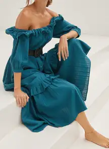 Off-The-Shoulder Gauze Dress, Size XS