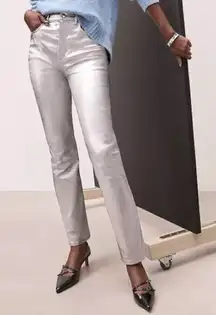 Ann Taylor Loft Silver Coated High Rise Straight Leg Jeans NEW 28 6