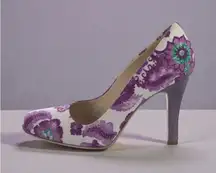 BURBERRY Purple White Floral Pumps Heels Size 36 / US 6