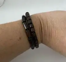 Dark brown wood bead bracelets