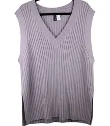 Divided Sleeveless Lilac Ribbed Knit Sweater Vest  by H&M L