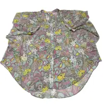 Badgley Mischka Top Womens 2X Aqua Pink Cocoon Floral‎ Printed Tunic Blouse