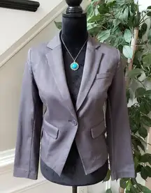 Petite Covington Essentials Blazer Jacket Women's S Gray Lined Single Breasted