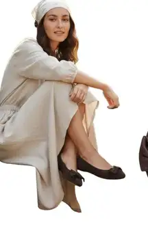 Y2K VTG. JEFFREY CAMPBELL BROWN SUEDE BOW BALLET FLATS SZ. 8 1/2