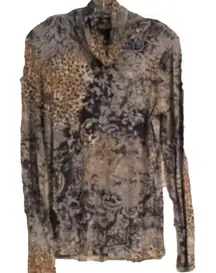 SAO PAULO TURTLE NECK LEOPARD DESIGN BLOUSE
