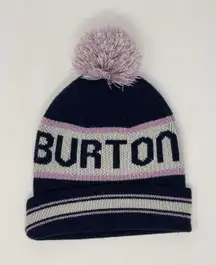 Burton Snowboard Beanie Knit Winter Pom Pom Hat Blue Purple One Size Fits All