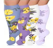 Unisex 20-30 mmHg Compression Socks 4XL Floral Double Gradient Medical 4 Pack