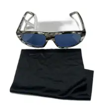Balenciaga 60MM Rectangle Sunglasses zebra with blue lenses