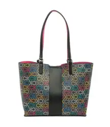 Calvin Klein Suri Monogram Tote Bag with Wristlet, Black Multi, New with Tag