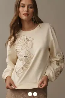 Anthropologie Pilcro Beaded Embroidered Sweatshirt