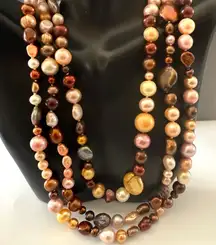Estate Dyed Freshwater Pearl and Mother of Pearl Statement Necklace 32 inches🔥