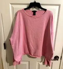 Moda International Women's Crew Neck Dolman Crop Pink Sweatshirt XL