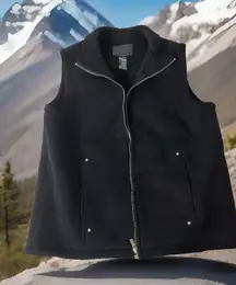 Y2K Ralph Lauren Womens Faux Suede Vest Black M Fleece Lined Zip Front Pockets