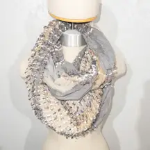 Unbranded Gray & Tan Crochet Textured  Scarf