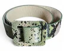 Snake skin print Belt with Square Buckle green cosplay Y2K witchy whimsy goth