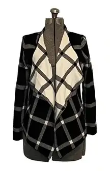 IZOD BLACK WHITE CHECKERED‎ CONTRAST CARDIGAN JACKET WOMEN'S SIZE SMALL