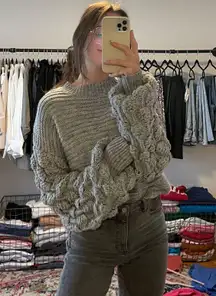 Grey Balloon Sleeve Sweater