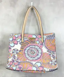 Trina Turk Womens Tote Bag Floral Mod Print Bright Coastal Vacation Maximalist