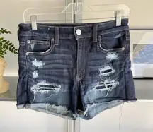 AMERICAN EAGLE distressed high rise stretch shorts