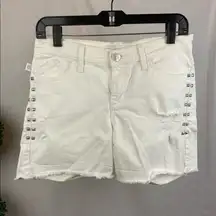 Rock & Republic White Distressed Studded Bermuda Shorts 4