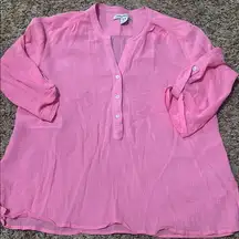 Tommy Bahama Pink Buttoned Blouse with Mandarin Collar