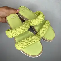 Marc Fisher LTD Womens 7.5 Sandals Braided Straps Espadrille‎ Platform Green