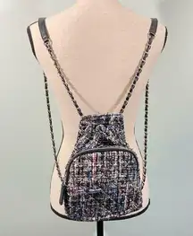 Zara Multicolor Tweed Silver Accent Chain Link Mini Backpack