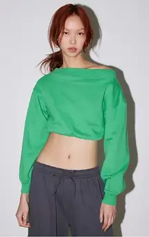Out From Under Bubble Hem Cropped Sweatshirt