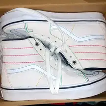 Vans old skool white pink leather high top NIB streetwear casual spring logo