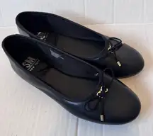 SM Steven Madden Black Faux Leather Ballet Flats Womens 8W Classic Comfort Shoes