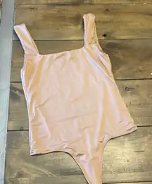 Blu Pepper Womens Medium Square Neck Tan Bodysuit Bodycon Layering