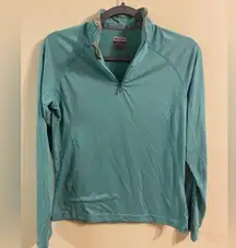Women's Columbia Titanium Teal Green Gray 1/4 Zip Pullover Lightweight Sz Medium