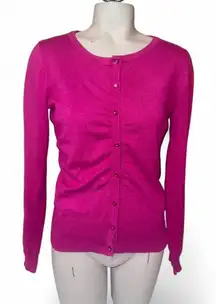 Maurices Womens Size small Dark Fuchsia Ruched Button Front Long Sleeve Cardigan