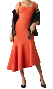 NWT Anthropologie Ariana Square Neck Asymmetrical Ruffle Hem‎ Tank Dress Medium