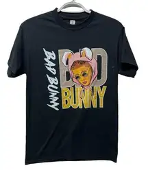 Bad bunny black concert tee graphic t-shirt sz small unisex