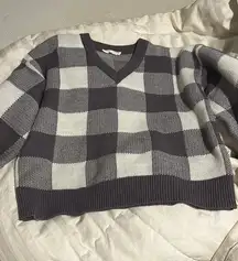 The Medium Company pullover sweater, purple and white plaid