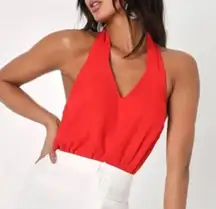 NWT Lulu’s Red Halter Bodysuit