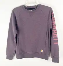 CARHARTT Blackberry Relaxed Fit Graphic Spellout Long Sleeves Sweatshirt Size XS
