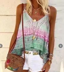 Bohemian Spaghetti Strap Whimsical V-Neck Tank Top