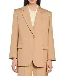 Hugo Boss Long Sleeve Notch Lapel Button Front Blazer Jacket Beige Women's US 4