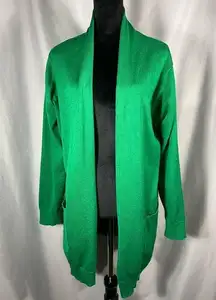 Grace Karin Women’s Open Front Kelly Green Cardigan Sweater Long Sleeve Sz XL