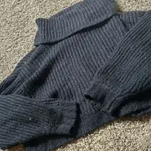 Pilcro Anthropologie Black Knit Wool Blend Cropped Turtle Neck Size Small