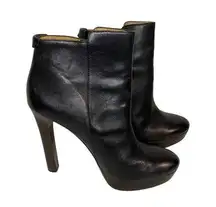 Coach Chryssa Waxy Leather‎ Black 9 Ankle Boots Q1552